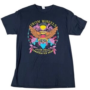 Fruit of the‎ Loom Graphic Tee Iron Wheels Custom Company Black T-Shirt M